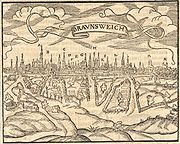 Braunschweig Brunswick (Holzschnitt um 1550 Woodcut approx 1550).jpg