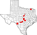 Texas Acrocanthosaurus tracksites.png