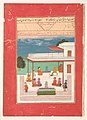 "A Raja and a Guest Seated on a Terrace Listening to Musicians Perform", Folio from a manuscript of the Raga Darshan of Anup MET DP273288.jpg