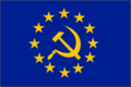 'EUSSR flag', combination of EU flag and USSR hammer and sickle.png